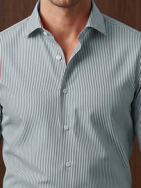 White & Green Striped, Elite Edition, French Collar Men’s Formal Shirt (FS-2560)