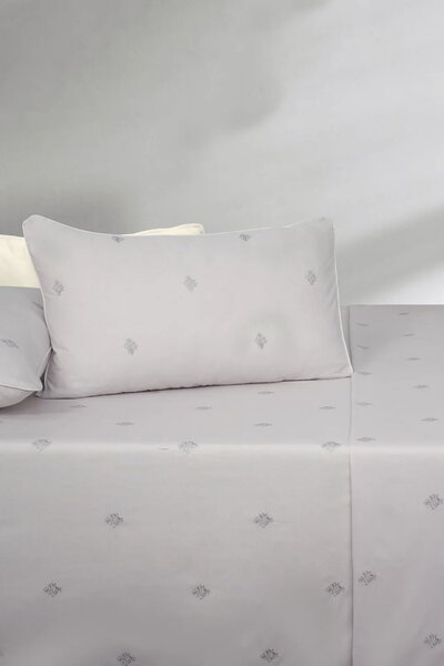 Gray Lilac T-150 Embroidered Bed Sheet Set