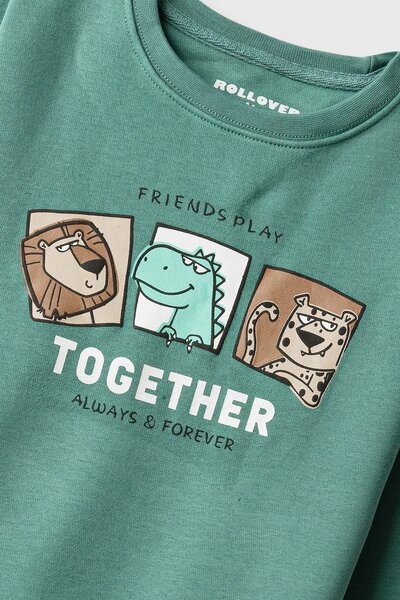 Boys Teal Crew Fleece Sweatshirt