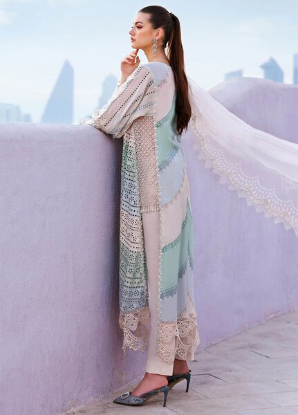 Maria B Unstitched Embroidered Luxury Lawn 3 Piece Suit MB26UEL 12A - Eid Collection