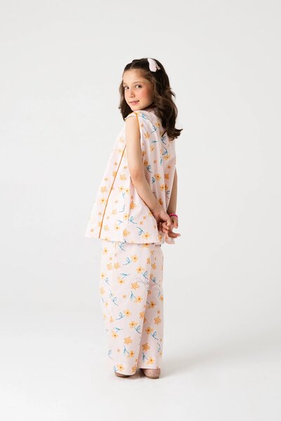 Girls Coral Whisper Cotton Co-ord Set