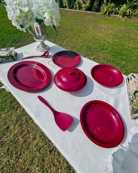 Red Melamine Dinner Set