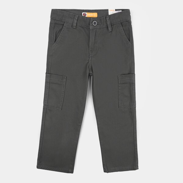Boys Cotton Twill Pants - Dark Grey