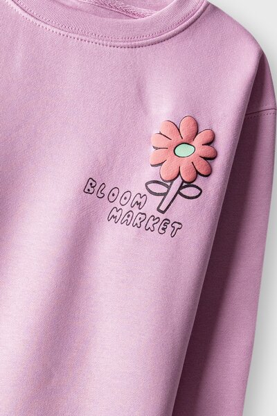 Girls Purple Petal Oversized Sweatshirt