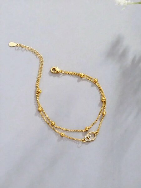 Shein - 1Pc Luxury Elegant Double-Layer Circular Clasp Bracelet