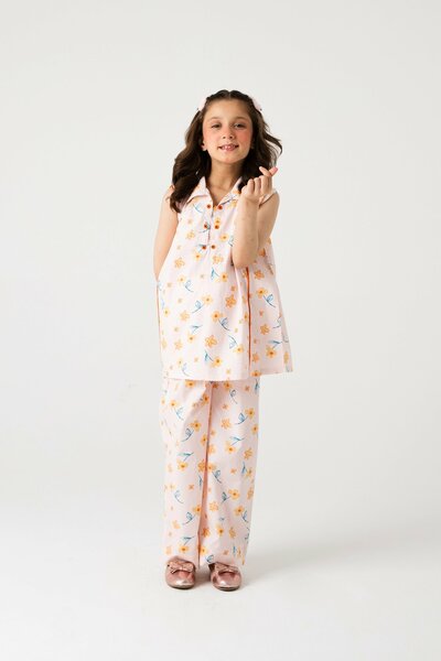 Girls Coral Whisper Cotton Co-ord Set