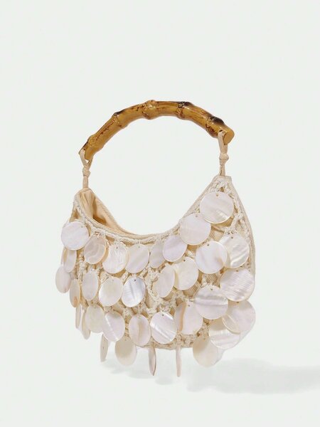 Shein - Shell Pieces Wooden Handbag