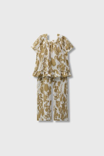 Girls Camel Leaf Printed Co-ord Set