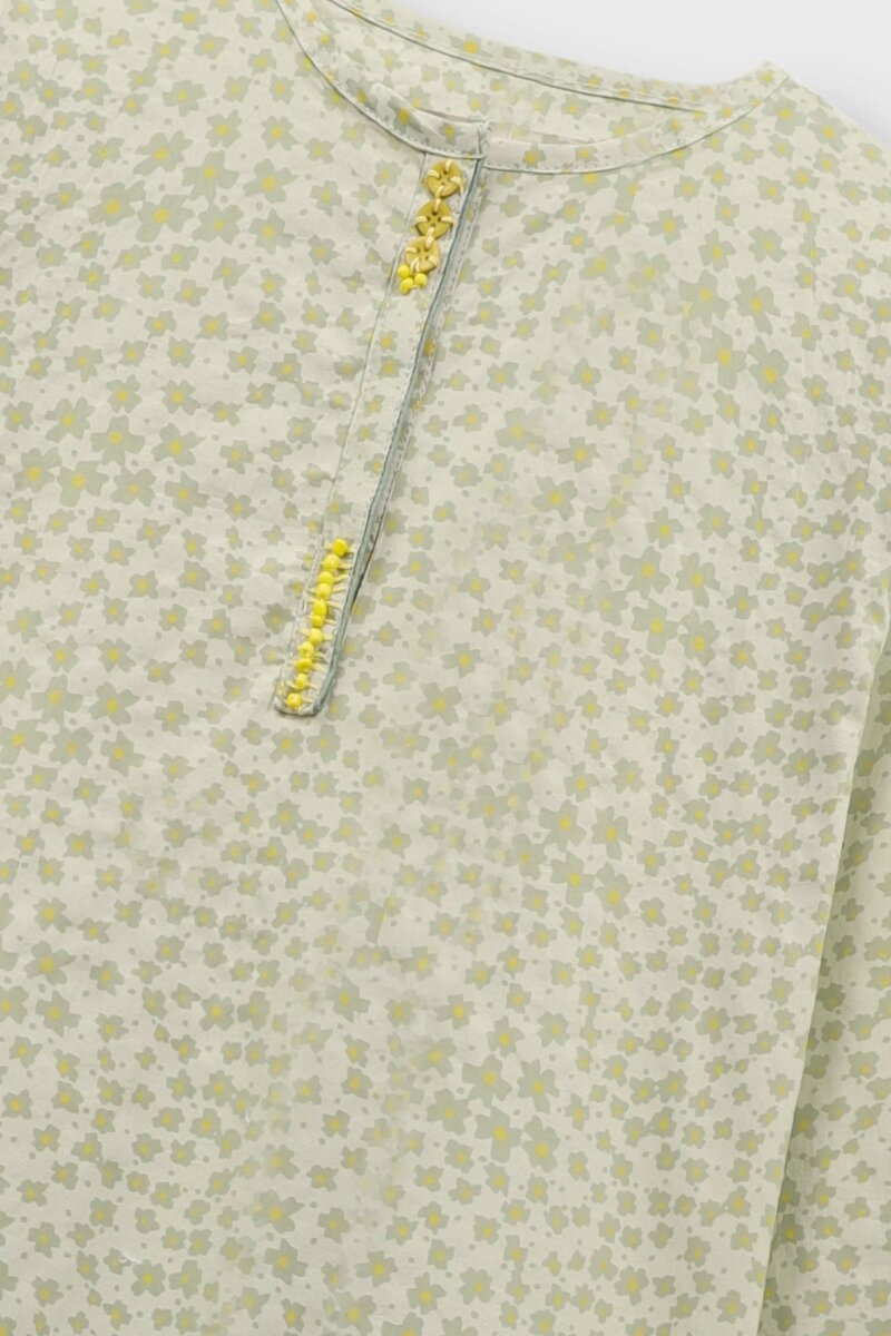 Soft Green Printed Cotton Kurta Set - 2pc