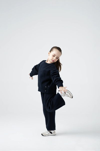 Girls Solid Blue Fleece Co-ord Set