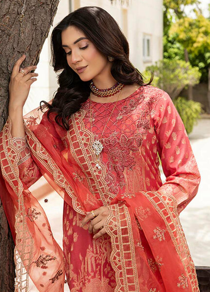 Zuri Pret Embroidered Lawn 3 Piece Suit Saanvi JK-18 Deep Pink