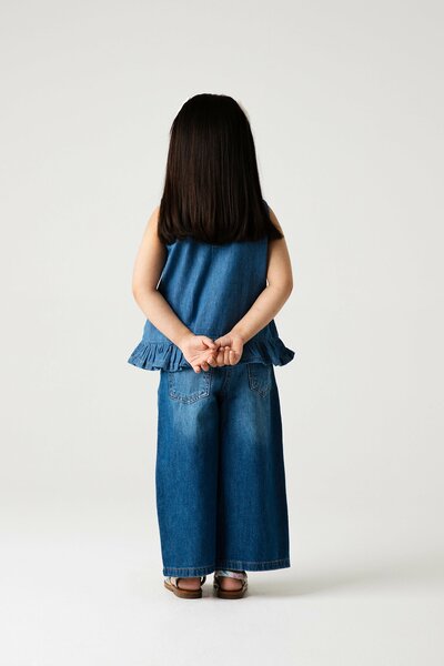 Denim Blossom Embroidered Top