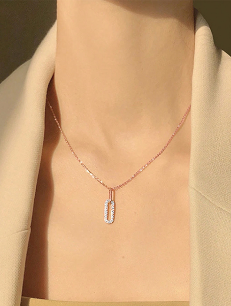 Shein -  BALMORA 1pc Elegant Minimalist 925 Sterling Silver Double Circle Clasp Pendant