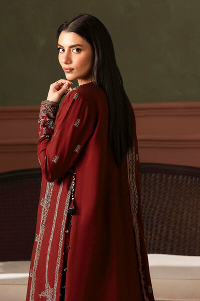 3 Piece Embroidered Cotton Linen Slub Suit