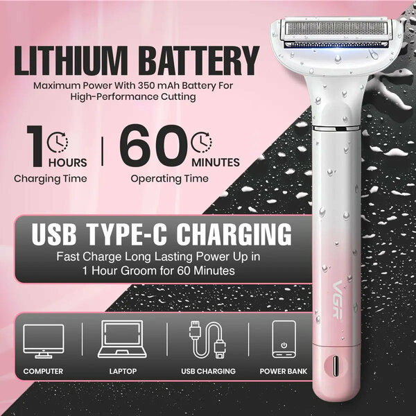 VGR - Bikini Trimmer for Women  Safe & Gentle Grooming for Bikini, Underarm, Face & Body