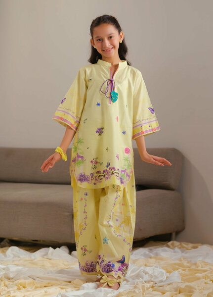 Sprinkles Girls RTW Printed Cotton 2 Piece Suit Yellow Radiance Summer Collection