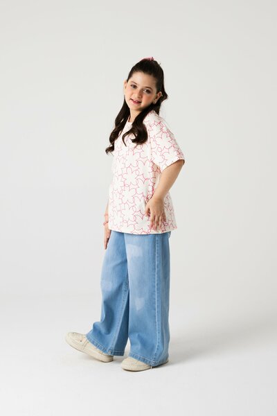 Girls Pattern Printed Drop Tee