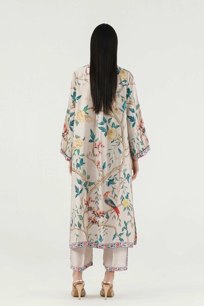 Stitched Printed Satin Shirt + Culotte