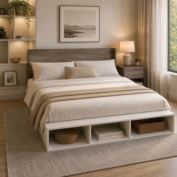 Mike King Size Floor Bed with 2 Side Tables