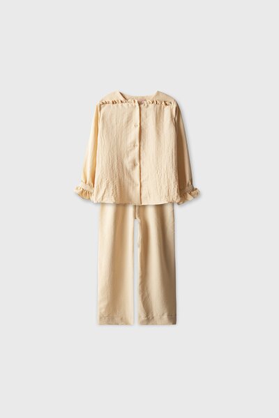 Soft Beige Frilly Co-ord Set