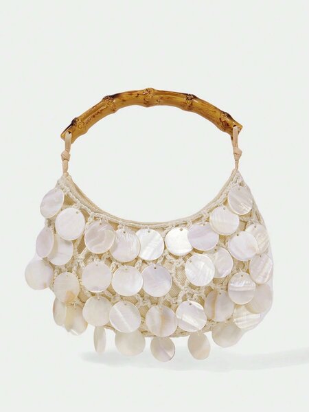 Shein - Shell Pieces Wooden Handbag
