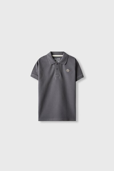 Boys Signature Charcoal Crest Polo