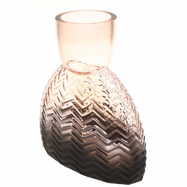 Black &Purple Oval Flat Glass Vase | Modern Textured Décor Pakistan | Stylish Home Accent