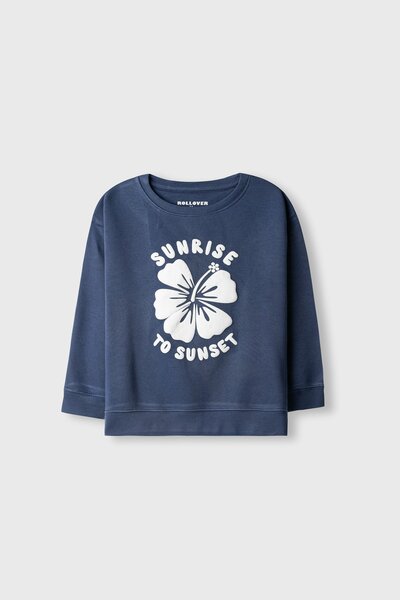 Girls Hibiscus Blue Fleece Sweatshirt