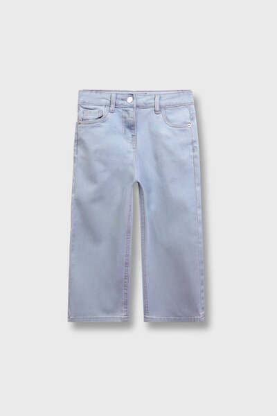 Girls Light Blue Wide-Leg Jeans