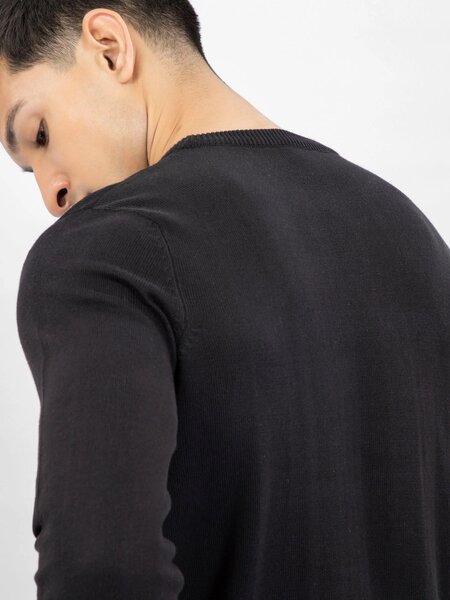Brumano Ready to Wear Men Cotton Black Crew Neck Sweater 0-21-024-4207-D-07 - Winter Collection