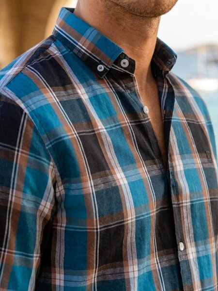 Multi Check Button Down Casual Shirt (CSC-455)
