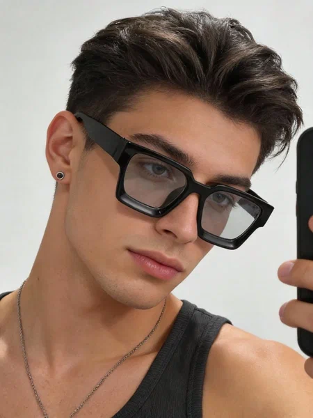 Shein - 1Pc Men'S Geometric Classic Stylish Fashion Glasses