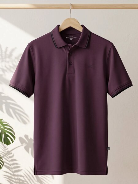 Maroon Contrast Tipping Polo T-Shirt (POLO-1281)