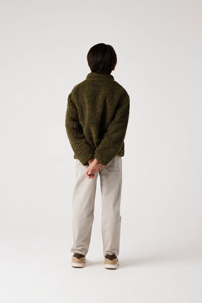 Boys Olive Sherpa Fleece Jacket