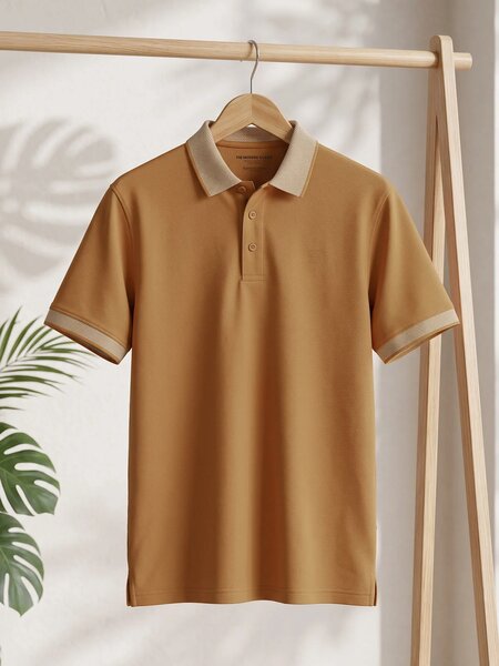 Mustard Jacquard  Polo T-Shirt (POLO-1254)