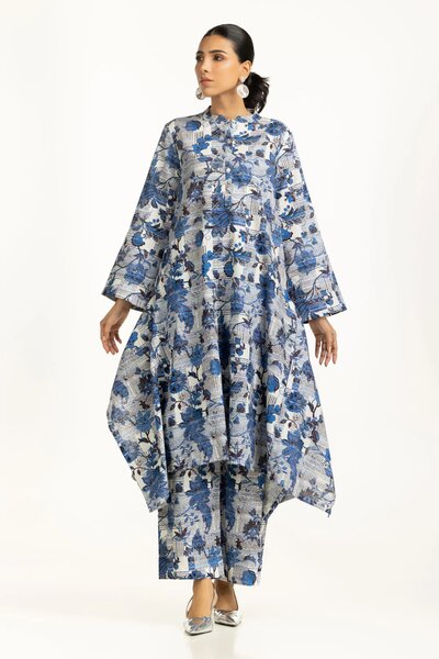Cross Slub Printed Co-Ord Set