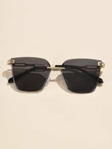 Shein - 1pc Women Decorative Metal Square Frameless Sunglasses