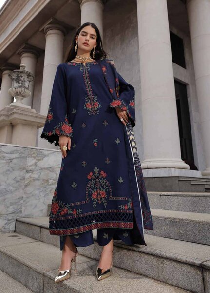 Poshima by Charizma Unstitched Embroidered Leather Peach 3 Piece Suit CHR26UPL PSW6-22 - Winter Collection