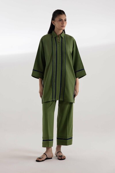 Stitched Slub Khaddar Shirt + Bottom