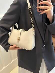 Shein - Popular Small Fragrance Leather Women's Bag 2024 Summer Armpit Temperament Light Luxury Chain Shoulder Bag