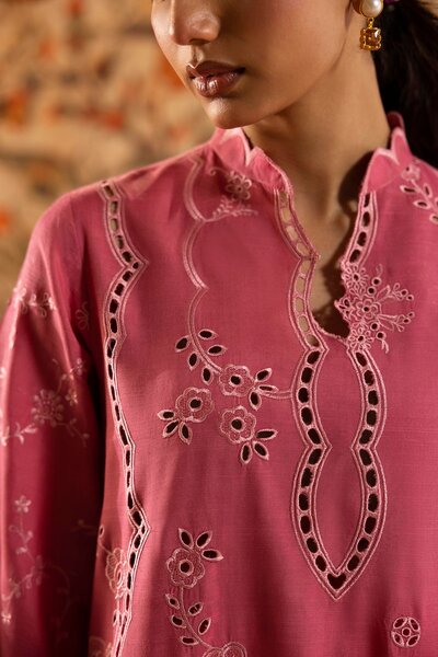 Stitched Embroidered Raw Silk Shirt+ Culotte