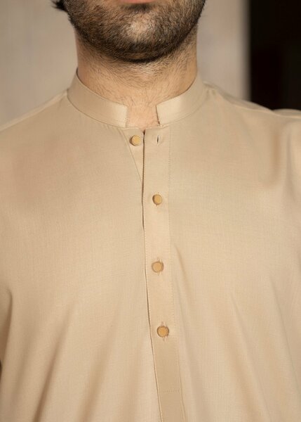 Buraq Men RTW Solids Wash N Wear Kurta Shalwar Suit Skin Casual Collection
