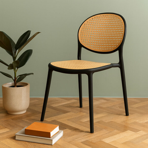 Cane Charm Armless Chair (Black)