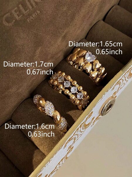 Shein - 3Pcs Luxury French Style Rings Set