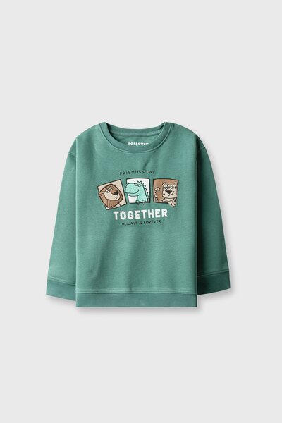 Boys Teal Crew Fleece Sweatshirt