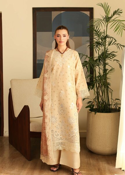 Sahl by Rashid Textiles Unstitched Embroidered Lawn Karandi 3 Piece Suit RT26USLK D-3916 - Casual Collection