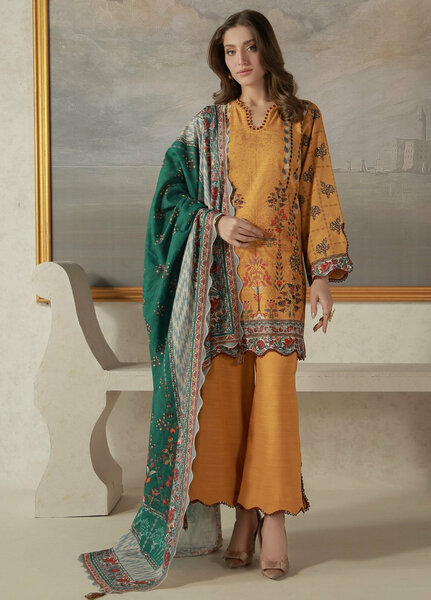 Sahar Unstitched Printed Khaddar 3 Piece Suit Russetta Winter Collection