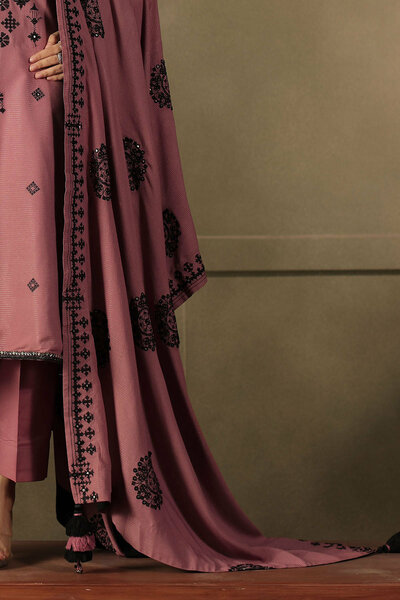 3 Piece Embroidered Linen Mehsuri Suit