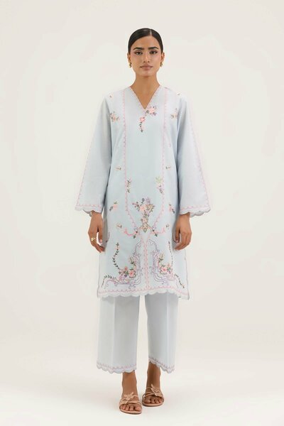 Stitched Embroidered Lawn Shirt+ Culotte