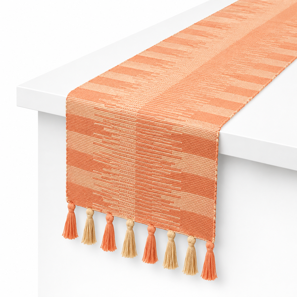Shaded Neutrals Woven Table Runner – Brown 13 x 72 Inch Warm Boho Dining Table Décor